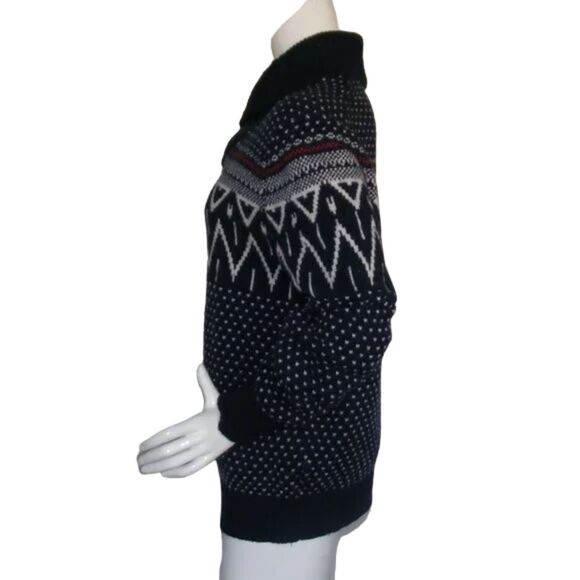 GAP Pullover Sweater, L, Fair Isle, Shawl Collar, Blue Lambswool/Nylon, Nordic - Picture 6 of 13